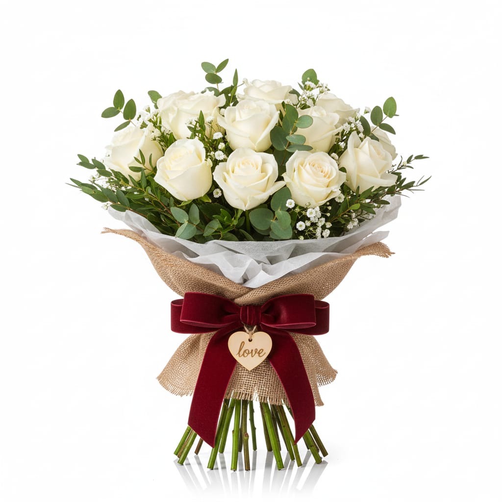 זר ורדים לבן וצחור | מק"ט 215